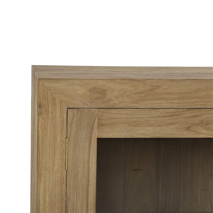 Bramble - Tuscan Rustic Distressed 4 Glass Door Sideboard w/ LED - Teak - BR-65293