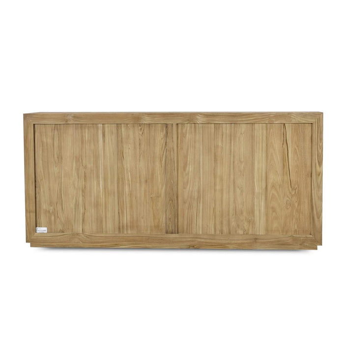 Bramble - Tuscan Rustic Distressed 4 Glass Door Sideboard w/ LED - Teak - BR-65293