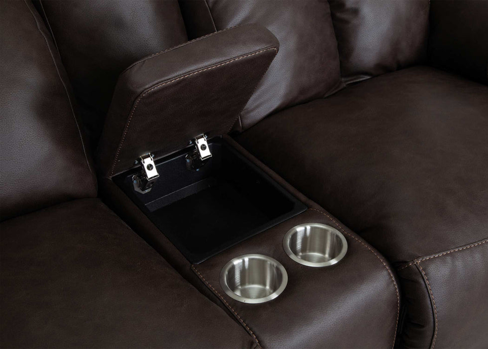 Franklin Furniture - 653 Warner Reclining Console Loveseat in Duvall Coffee - 65334-COFFEE - GreatFurnitureDeal