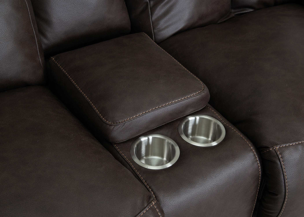Franklin Furniture - 653 Warner Reclining Console Loveseat in Duvall Coffee - 65334-COFFEE - GreatFurnitureDeal