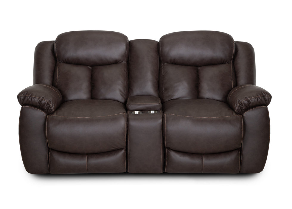 Franklin Furniture - 653 Warner Reclining Console Loveseat in Duvall Coffee - 65334-COFFEE - GreatFurnitureDeal