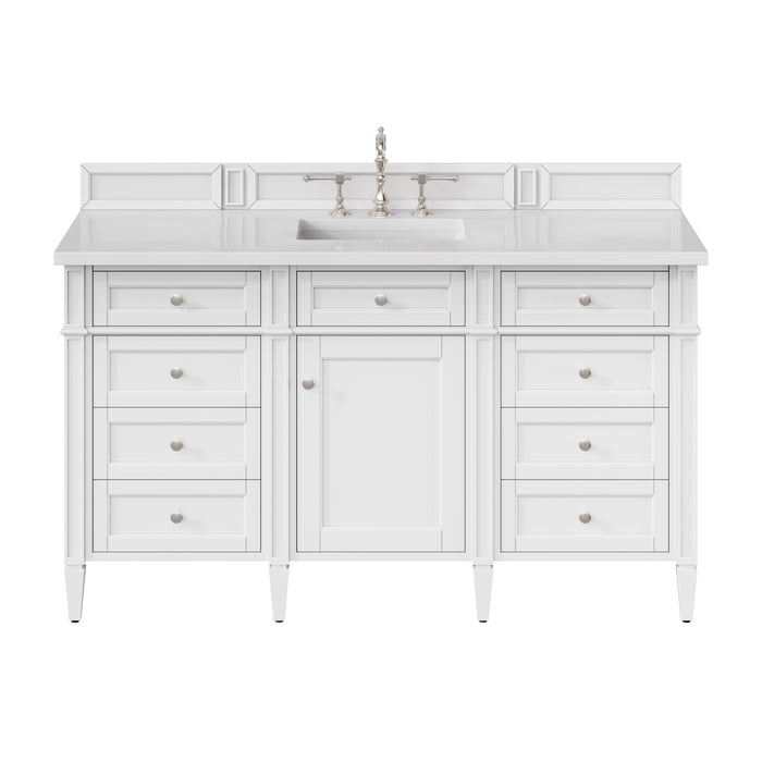 James Martin Furniture - Brittany 60" Single Vanity, Bright White w/ 3 CM White Zeus Quartz Top - 655-V60S-BW-3WZ - GreatFurnitureDeal