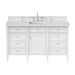 James Martin Furniture - Brittany 60" Single Vanity, Bright White w/ 3 CM White Zeus Quartz Top - 655-V60S-BW-3WZ - GreatFurnitureDeal