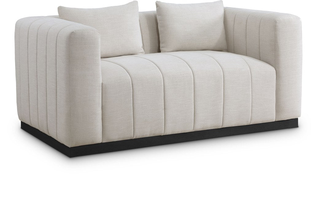 Meridian Furniture - Lucia 67" Beige Linen Textured Fabric Upholstered Loveseat - 655Beige-L - GreatFurnitureDeal
