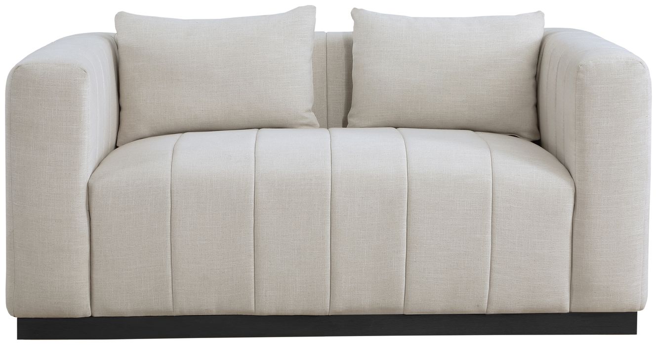 Meridian Furniture - Lucia 67" Beige Linen Textured Fabric Upholstered Loveseat - 655Beige-L - GreatFurnitureDeal
