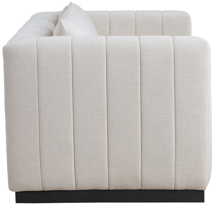 Meridian Furniture - Lucia 67" Beige Linen Textured Fabric Upholstered Loveseat - 655Beige-L - GreatFurnitureDeal