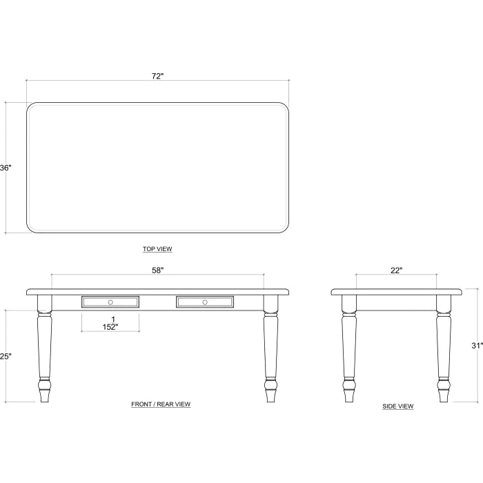 Bramble - Farmhouse Dining Table 72'' w/o Grooves - BR-65692 - GreatFurnitureDeal