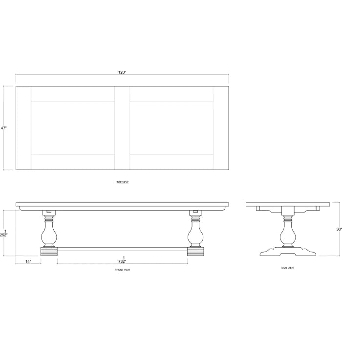 Bramble - Trestle Dining Table 120'' w/o Grooves - BR-65922 - GreatFurnitureDeal