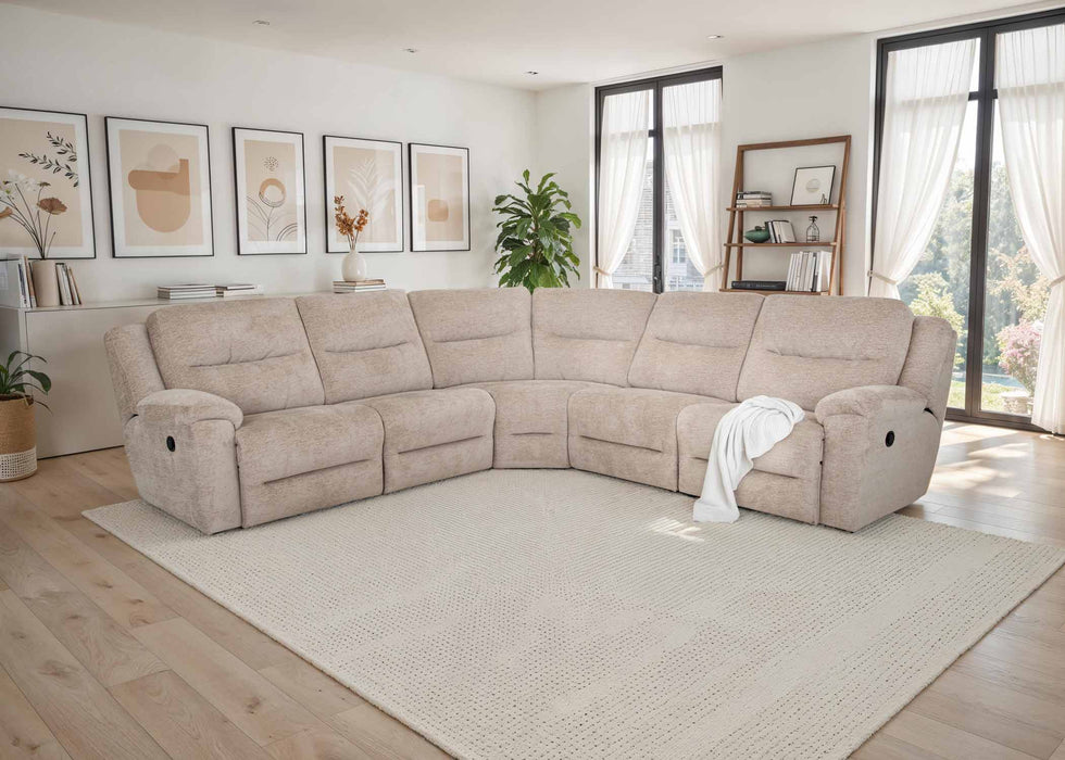 Franklin Furniture - 659 Davenport 5 Piece Power Sectional Sofa w/Integrated USB Port in Rollins Camel - 65901-82-65907-65999-65903-65902-82 - GreatFurnitureDeal