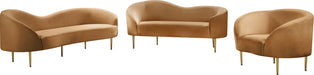 Meridian Furniture - Ritz 85.5" Saddle Velvet Upholstered Sofa - 659Saddle-S - GreatFurnitureDeal