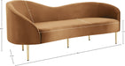 Meridian Furniture - Ritz 85.5" Saddle Velvet Upholstered Sofa - 659Saddle-S - GreatFurnitureDeal