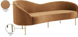 Meridian Furniture - Ritz 85.5" Saddle Velvet Upholstered Sofa - 659Saddle-S - GreatFurnitureDeal