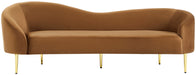 Meridian Furniture - Ritz 85.5" Saddle Velvet Upholstered Sofa - 659Saddle-S - GreatFurnitureDeal