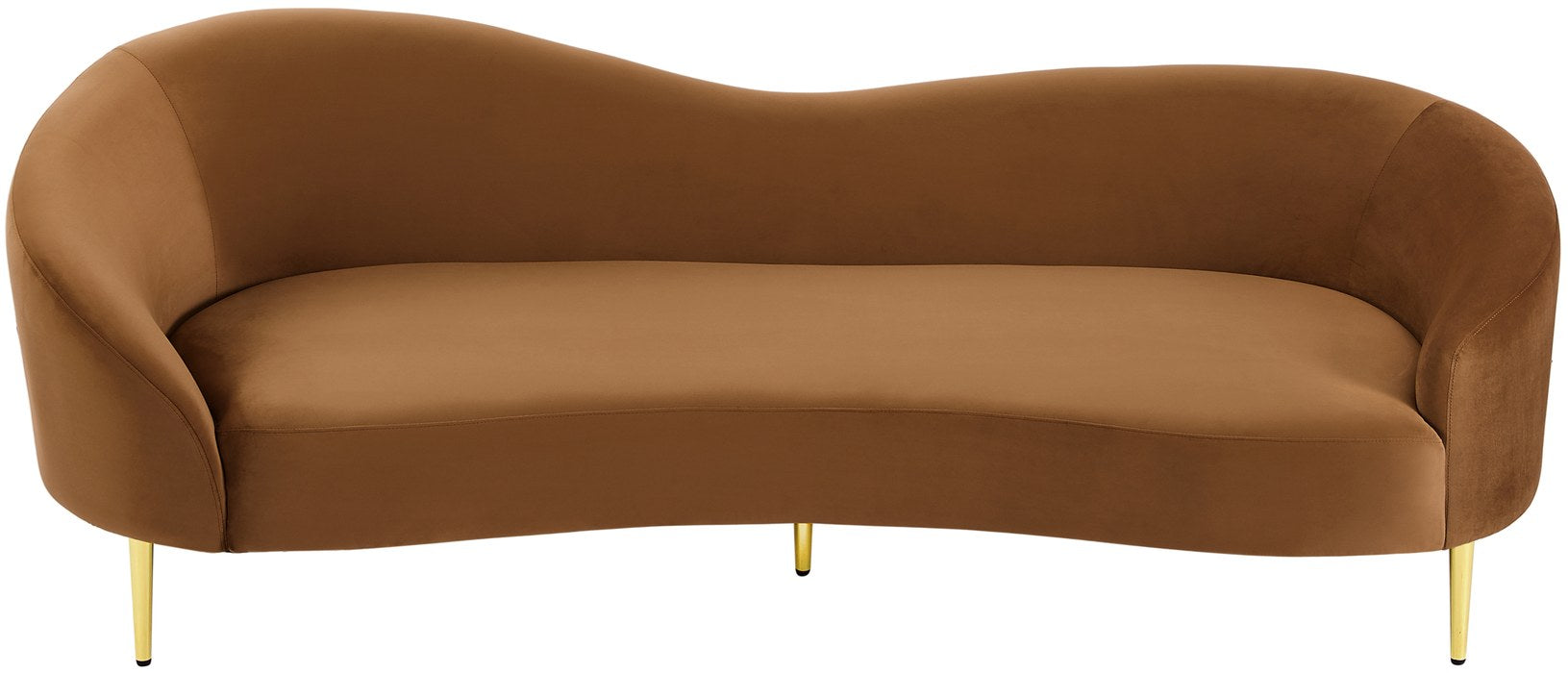 Meridian Furniture - Ritz 85.5" Saddle Velvet Upholstered Sofa - 659Saddle-S - GreatFurnitureDeal