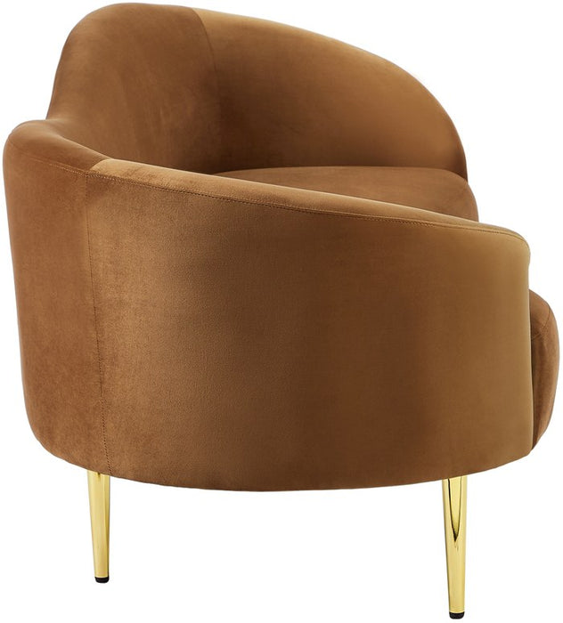 Meridian Furniture - Ritz 85.5" Saddle Velvet Upholstered Sofa - 659Saddle-S - GreatFurnitureDeal