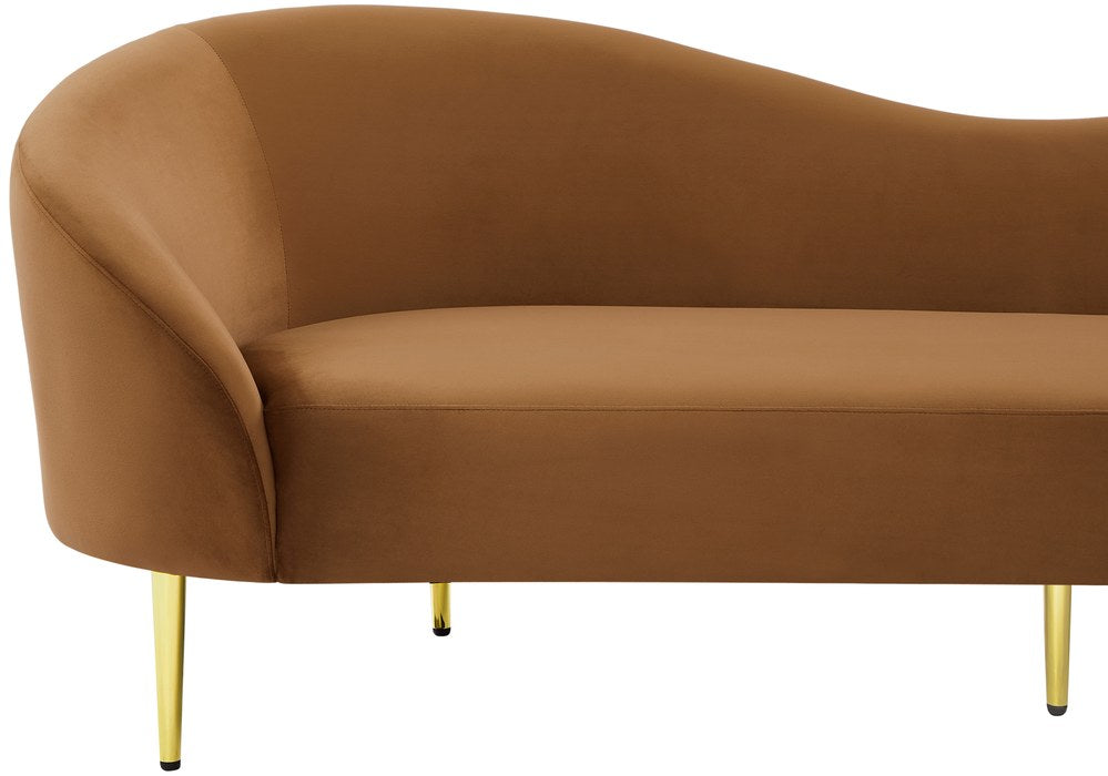 Meridian Furniture - Ritz 85.5" Saddle Velvet Upholstered Sofa - 659Saddle-S - GreatFurnitureDeal