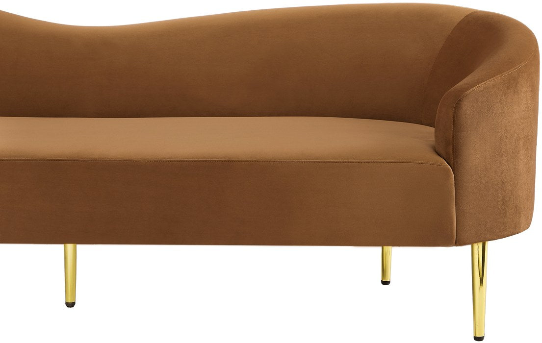 Meridian Furniture - Ritz 85.5" Saddle Velvet Upholstered Sofa - 659Saddle-S - GreatFurnitureDeal