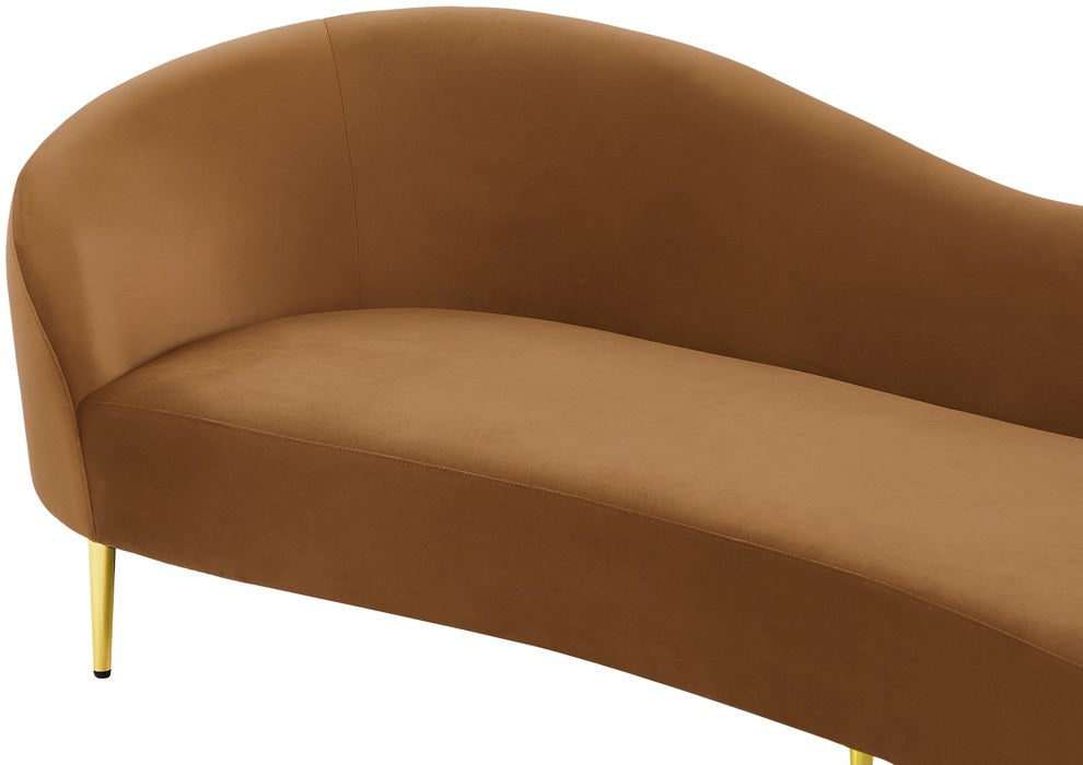 Meridian Furniture - Ritz 85.5" Saddle Velvet Upholstered Sofa - 659Saddle-S - GreatFurnitureDeal