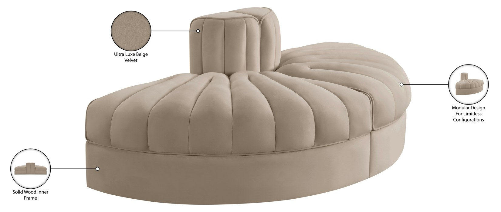 Meridian Furniture - Rummi Beige Velvet Performance Fabric Upholstered 2pc. Sofa - 660Beige-2RC - GreatFurnitureDeal