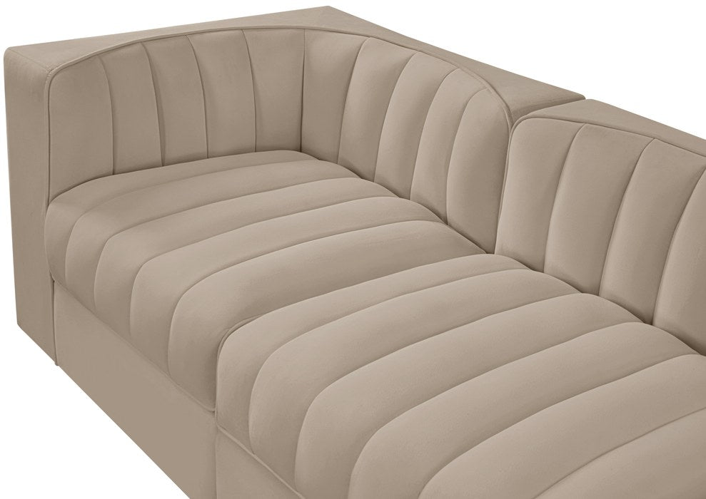 Meridian Furniture - Rummi Beige Velvet Performance Fabric Upholstered 5pc. Sofa - 660Beige-S155 - GreatFurnitureDeal