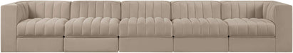 Meridian Furniture - Rummi Beige Velvet Performance Fabric Upholstered 5pc. Sofa - 660Beige-S155 - GreatFurnitureDeal