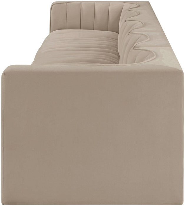 Meridian Furniture - Rummi Beige Velvet Performance Fabric Upholstered 5pc. Sofa - 660Beige-S155 - GreatFurnitureDeal