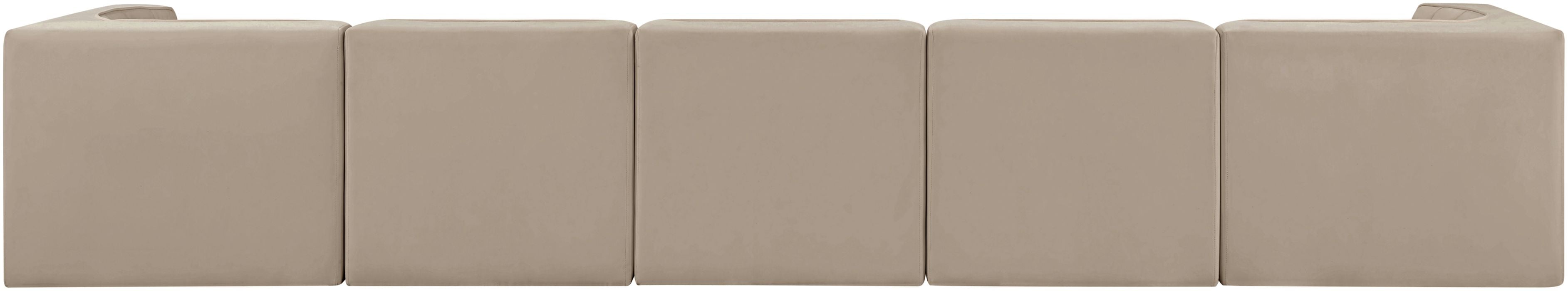 Meridian Furniture - Rummi Beige Velvet Performance Fabric Upholstered 5pc. Sofa - 660Beige-S155 - GreatFurnitureDeal