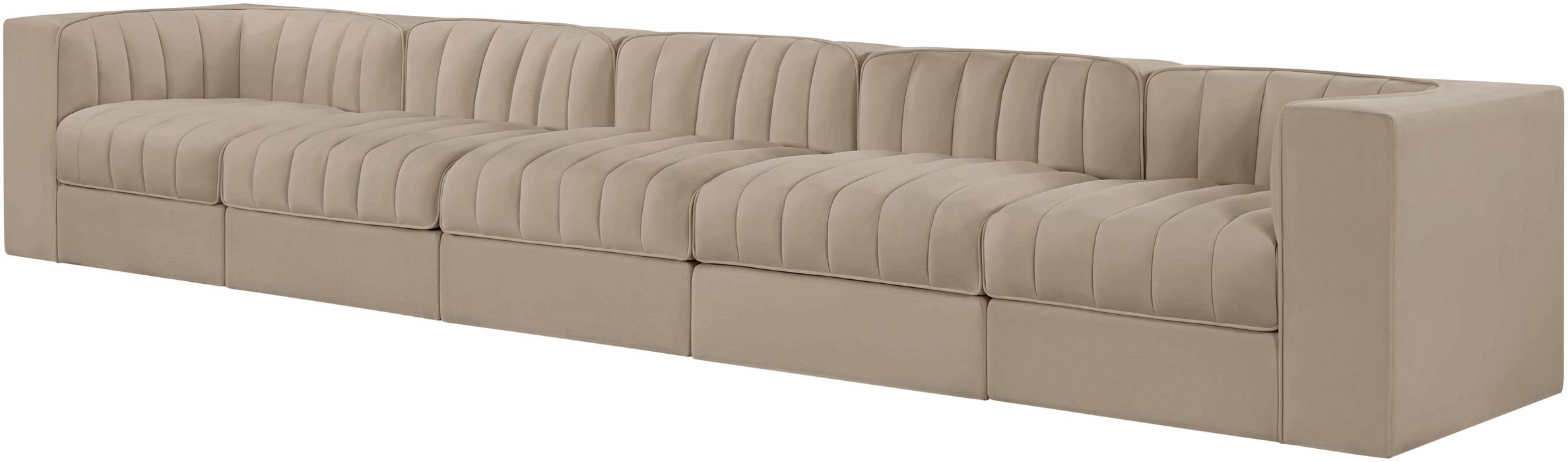 Meridian Furniture - Rummi Beige Velvet Performance Fabric Upholstered 5pc. Sofa - 660Beige-S155 - GreatFurnitureDeal