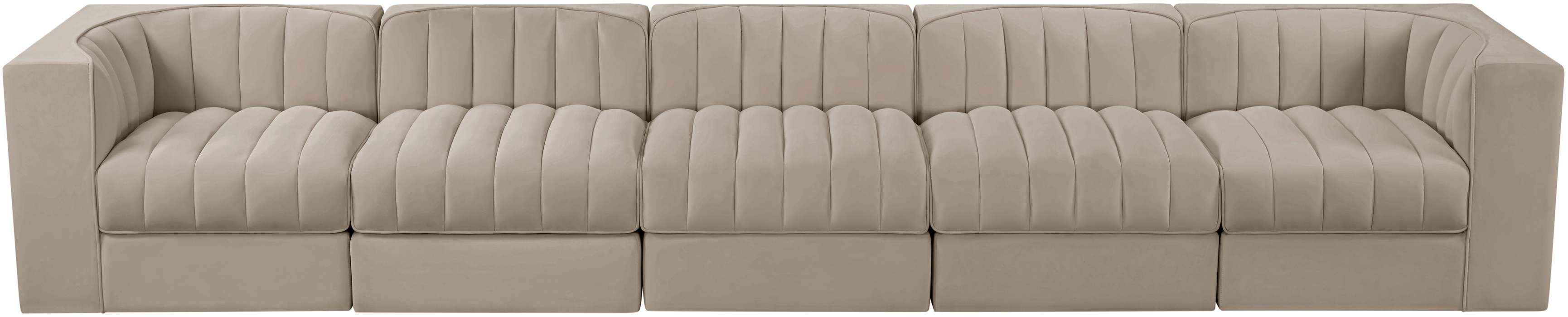 Meridian Furniture - Rummi Beige Velvet Performance Fabric Upholstered 5pc. Sofa - 660Beige-S155 - GreatFurnitureDeal