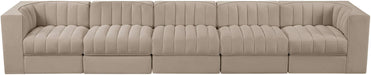 Meridian Furniture - Rummi Beige Velvet Performance Fabric Upholstered 5pc. Sofa - 660Beige-S155 - GreatFurnitureDeal