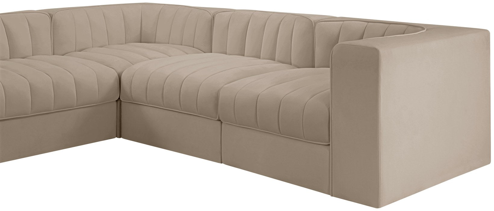 Meridian Furniture - Rummi Beige Velvet Performance Fabric Upholstered 10pc. Sectional - 660Beige-Sec10A - GreatFurnitureDeal