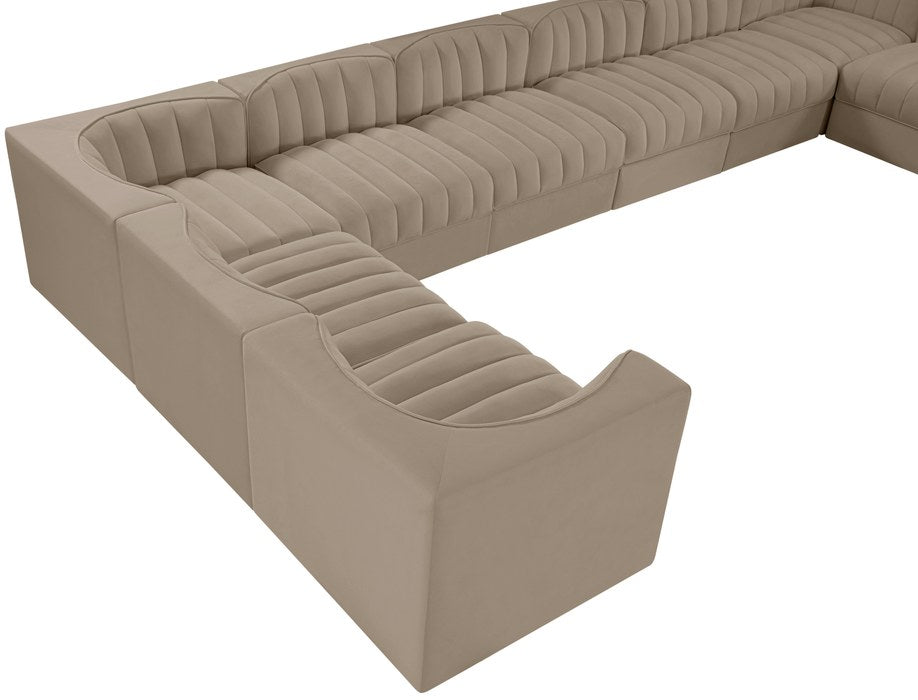 Meridian Furniture - Rummi Beige Velvet Performance Fabric Upholstered 10pc. Sectional - 660Beige-Sec10A - GreatFurnitureDeal
