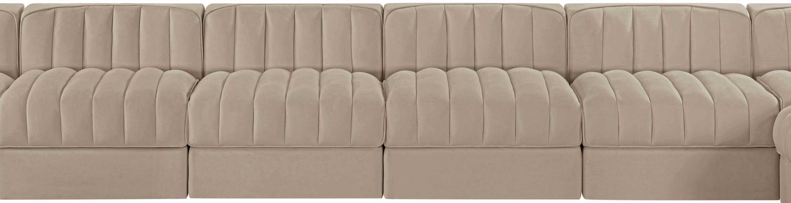 Meridian Furniture - Rummi Beige Velvet Performance Fabric Upholstered 10pc. Sectional - 660Beige-Sec10A - GreatFurnitureDeal