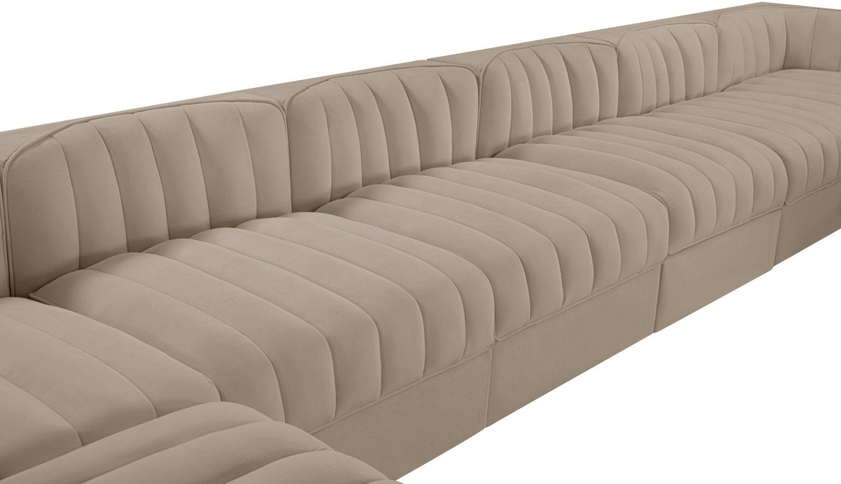 Meridian Furniture - Rummi Beige Velvet Performance Fabric Upholstered 10pc. Sectional - 660Beige-Sec10A - GreatFurnitureDeal