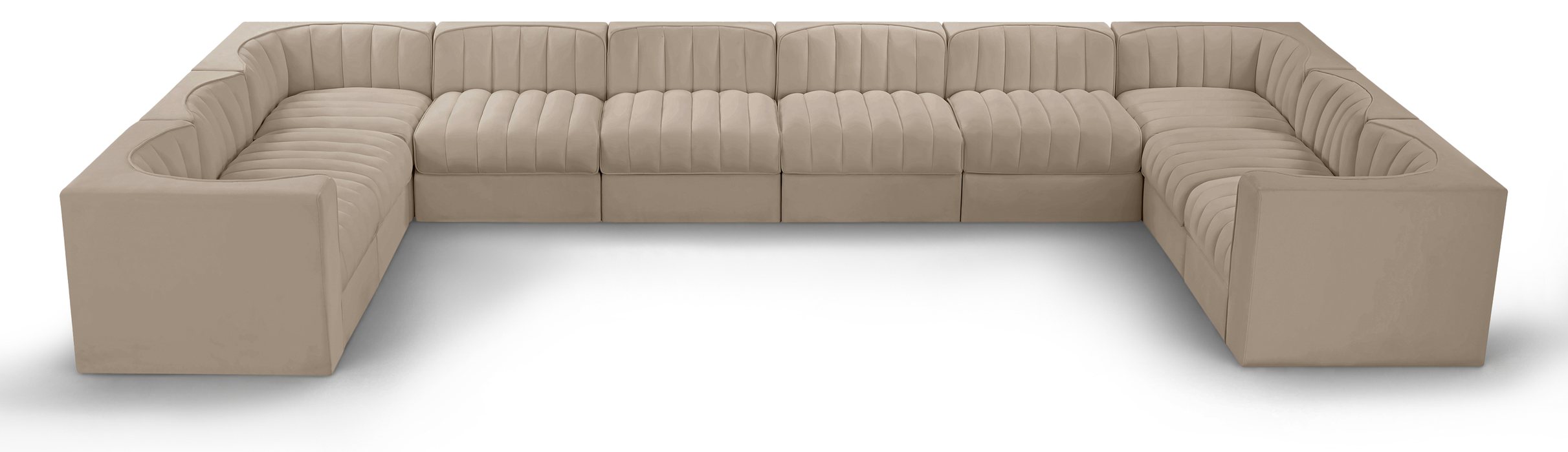 Meridian Furniture - Rummi Beige Velvet Performance Fabric Upholstered 10pc. Sectional - 660Beige-Sec10A - GreatFurnitureDeal