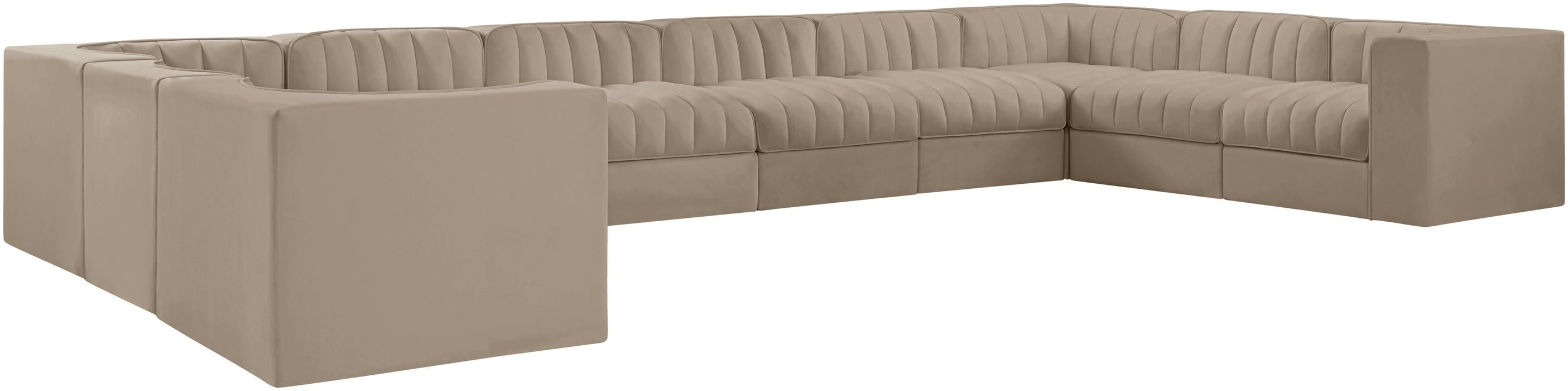 Meridian Furniture - Rummi Beige Velvet Performance Fabric Upholstered 10pc. Sectional - 660Beige-Sec10A - GreatFurnitureDeal