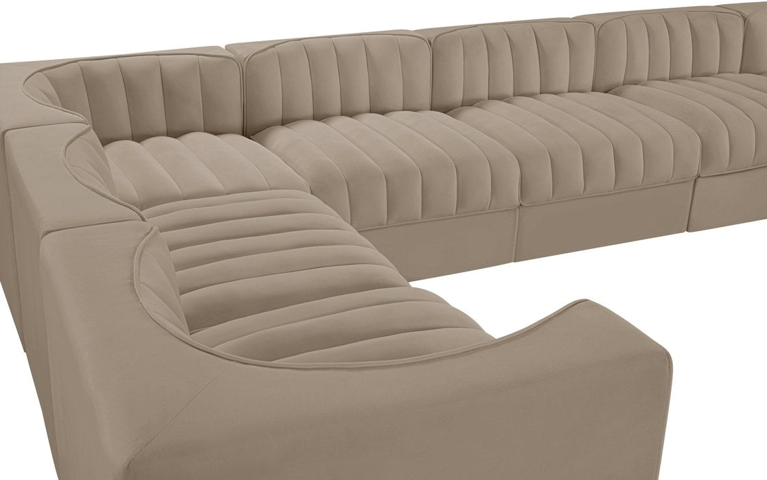 Meridian Furniture - Rummi Beige Velvet Performance Fabric Upholstered 10pc. Sectional - 660Beige-Sec10A - GreatFurnitureDeal