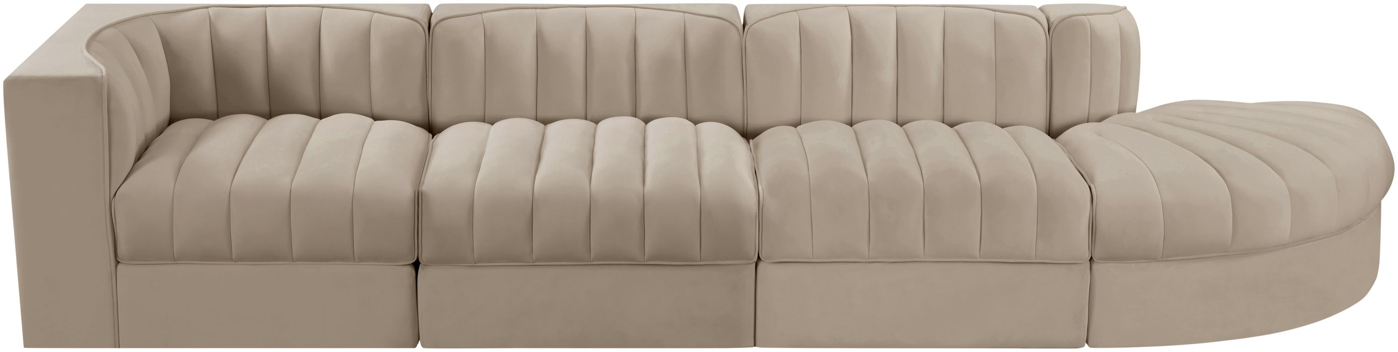 Meridian Furniture - Rummi Beige Velvet Performance Fabric Upholstered 4pc. Sectional - 660Beige-Sec4D - GreatFurnitureDeal