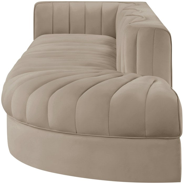 Meridian Furniture - Rummi Beige Velvet Performance Fabric Upholstered 4pc. Sectional - 660Beige-Sec4D - GreatFurnitureDeal