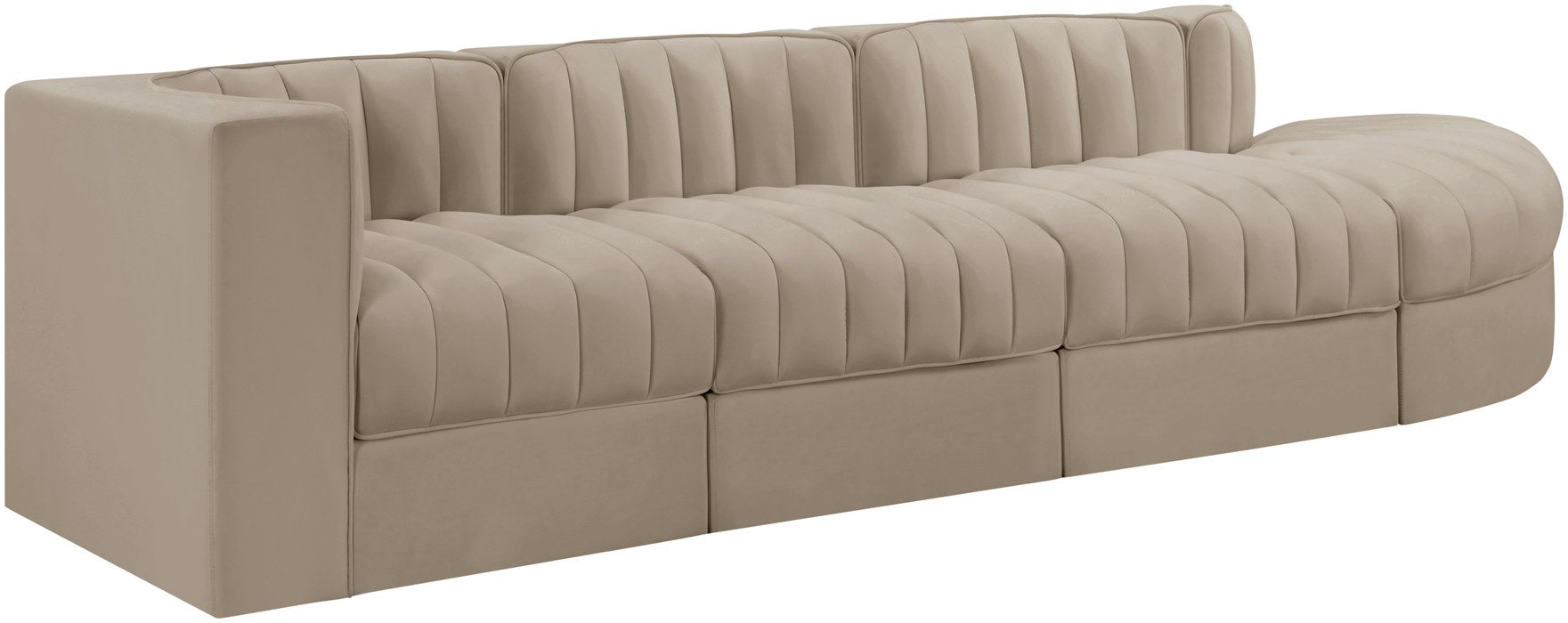 Meridian Furniture - Rummi Beige Velvet Performance Fabric Upholstered 4pc. Sectional - 660Beige-Sec4D - GreatFurnitureDeal