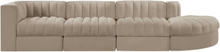Meridian Furniture - Rummi Beige Velvet Performance Fabric Upholstered 4pc. Sectional - 660Beige-Sec4D - GreatFurnitureDeal