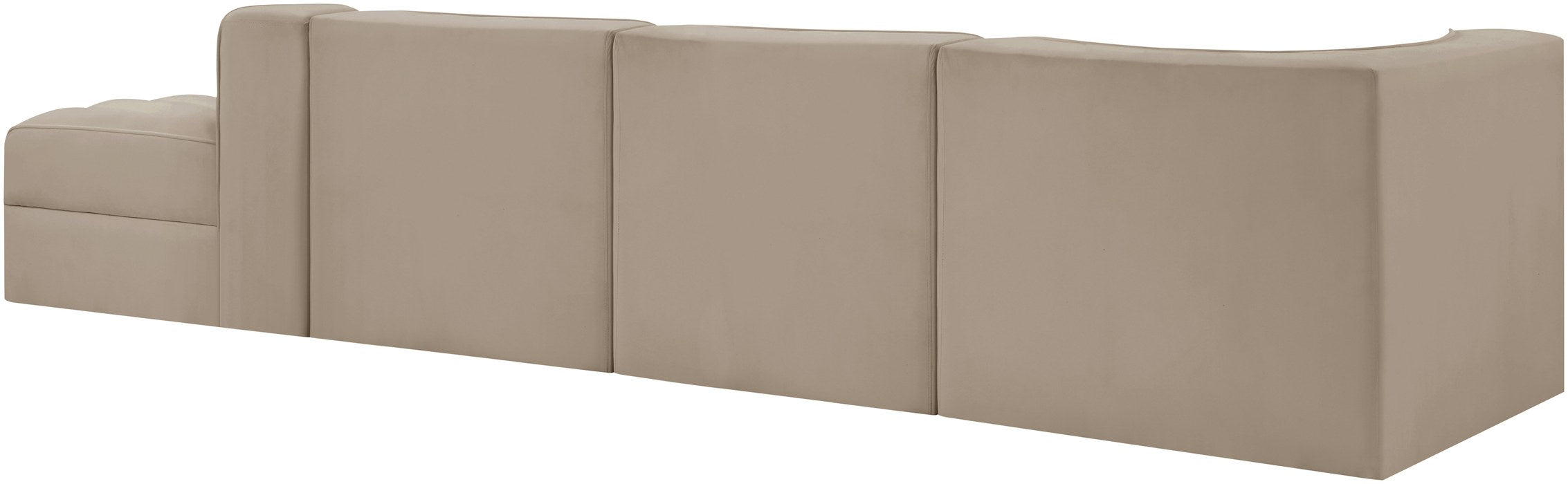 Meridian Furniture - Rummi Beige Velvet Performance Fabric Upholstered 4pc. Sectional - 660Beige-Sec4D - GreatFurnitureDeal