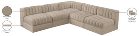 Meridian Furniture - Rummi Beige Velvet Performance Fabric Upholstered 5pc. Sectional - 660Beige-Sec5A - GreatFurnitureDeal
