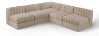 Meridian Furniture - Rummi Beige Velvet Performance Fabric Upholstered 5pc. Sectional - 660Beige-Sec5A - GreatFurnitureDeal