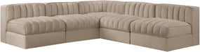 Meridian Furniture - Rummi Beige Velvet Performance Fabric Upholstered 5pc. Sectional - 660Beige-Sec5A - GreatFurnitureDeal