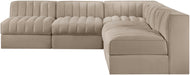 Meridian Furniture - Rummi Beige Velvet Performance Fabric Upholstered 5pc. Sectional - 660Beige-Sec5A - GreatFurnitureDeal