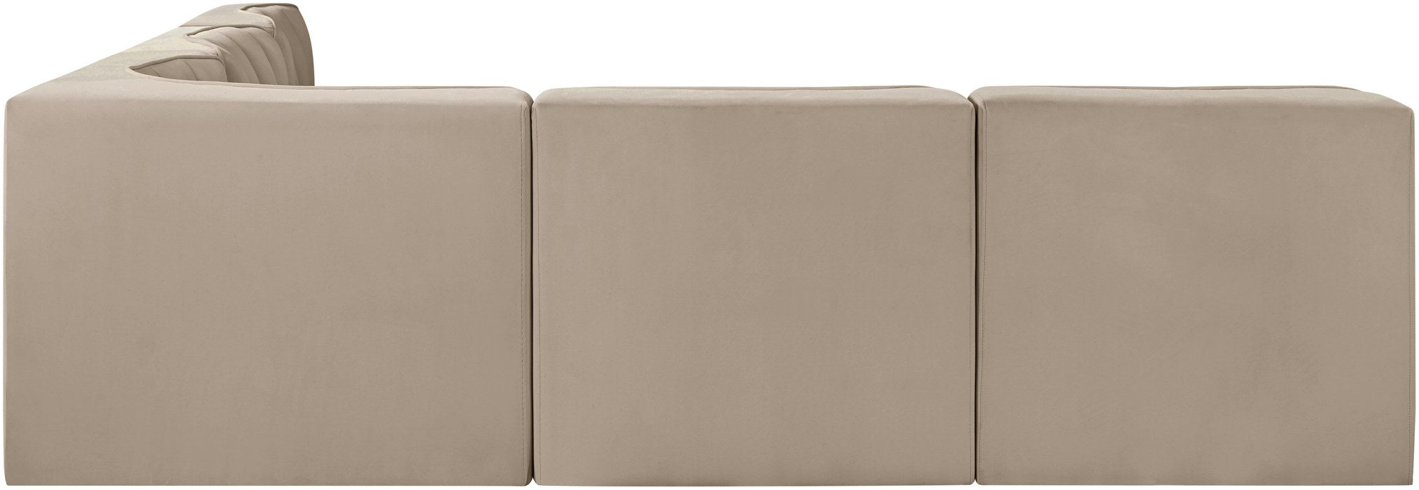 Meridian Furniture - Rummi Beige Velvet Performance Fabric Upholstered 5pc. Sectional - 660Beige-Sec5A - GreatFurnitureDeal