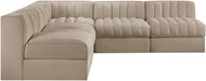 Meridian Furniture - Rummi Beige Velvet Performance Fabric Upholstered 5pc. Sectional - 660Beige-Sec5A - GreatFurnitureDeal