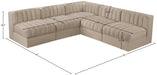 Meridian Furniture - Rummi Beige Velvet Performance Fabric Upholstered 5pc. Sectional - 660Beige-Sec5A - GreatFurnitureDeal