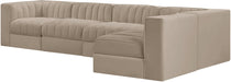Meridian Furniture - Rummi Beige Velvet Performance Fabric Upholstered 5pc. Sectional - 660Beige-Sec5E - GreatFurnitureDeal